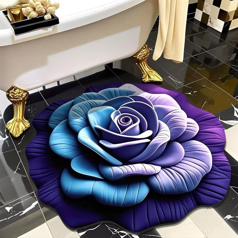 Tapis Floral à Effet Relief 3D Motif Pivoine : Élégance Luxueuse pour votre Intérieur